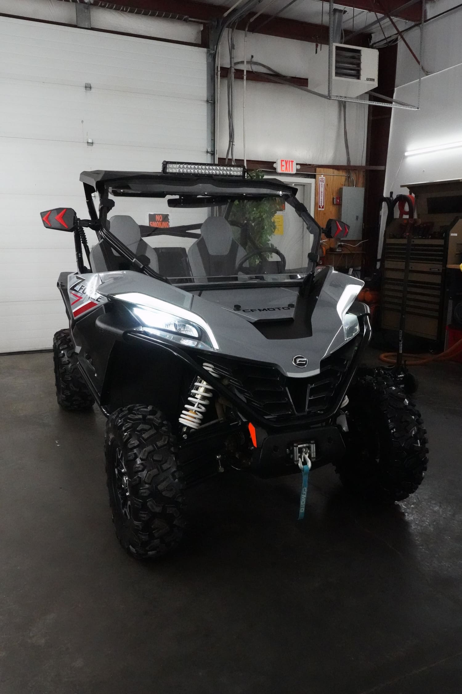 Gray side-by-side utility vehicle in the C4 bay