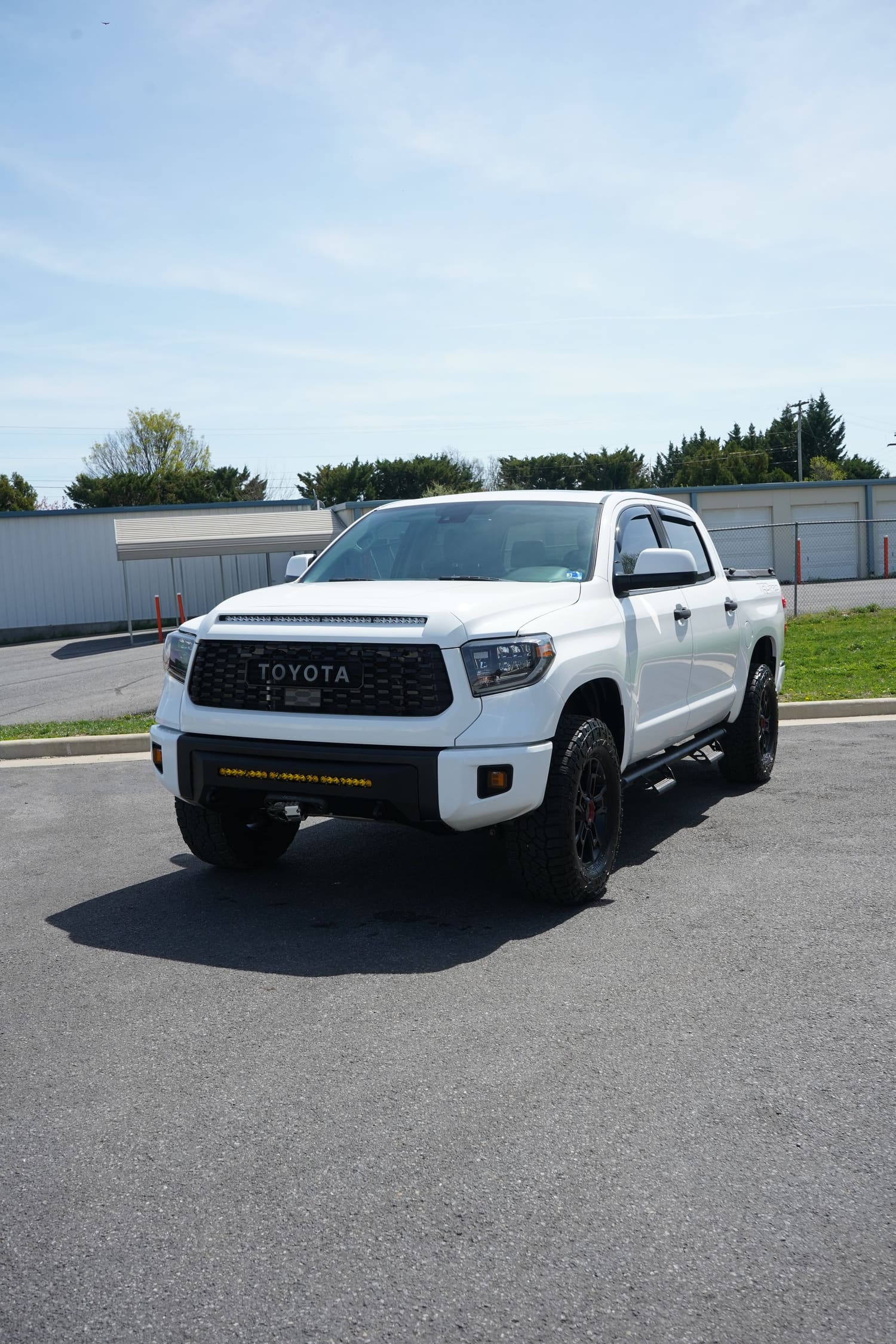 White Toyota Tundra TRD Pro in a parking lot